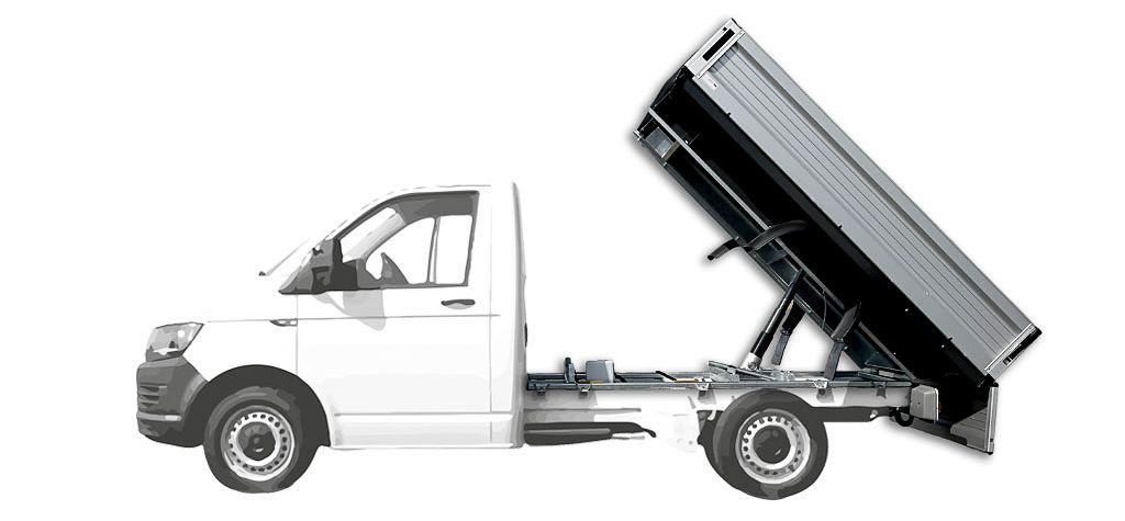 Ein Transporter Umbau und Aufbau eines Hinterkippers von Kunath Fahrzeugbau.
